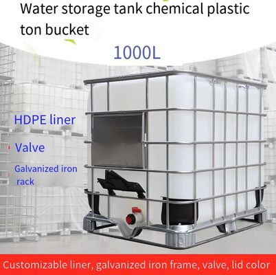 Almacenamiento químico del agua 1000L de los envases del tanque blanco plástico del HDPE IBC
