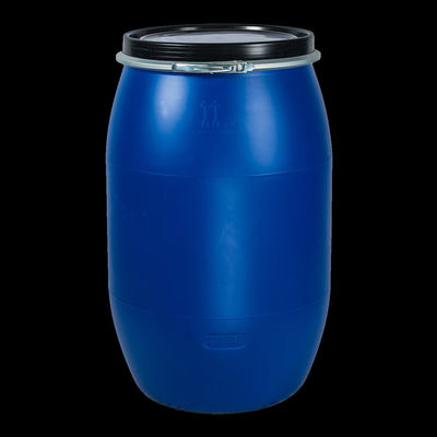 Tambor de barril de plástico azul de 200L con mango y aro de acero para almacenamiento químico