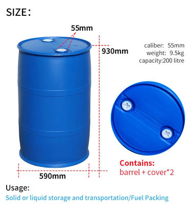 HDPE 200 materia prima plástica ISO9001 plástico del barril 200L del almacenamiento del litro