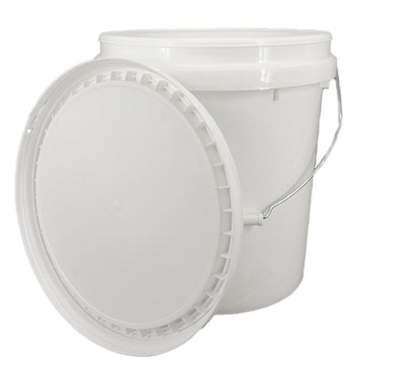 Cubo plástico cilíndrico de la categoría alimenticia con blanco de la tapa 20L de la manija