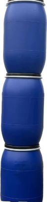 Tambor de barril de plástico azul de 200L con mango y aro de acero para almacenamiento químico